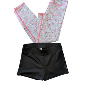 90 Degrees Colorful Smooth Stretch Leggings and Justice Black Shorts